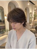 Men's/ミディアム/フェザーカット/モカブラウン