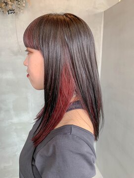 テトヘアー(teto hair) long(インナーカラー、ボルドー、前髪インナーカラー)