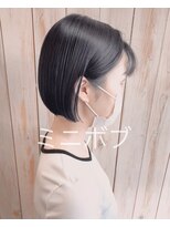 ヘアーアンドメイクサワ 佐久店(sawa)&nbsp;10代20代耳掛け切りっぱなし黒髪ミニボブ