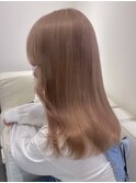 3457シルキーピンクベージュタイトストレート艶髪オルチャンヘア