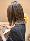 ワンブリーチカラータッセルボブ切りっぱなしボブ外ハネボブ横浜