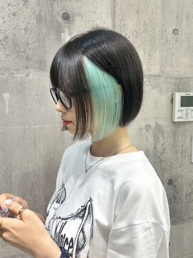 ワンズミラー 原宿(ONE'S MIRROR) イヤリングカラーボブ／ボブ／ハイトーンボブ/ミントカラー