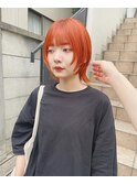ハイトーン×オレンジカラー×ウルフカット(表参道)