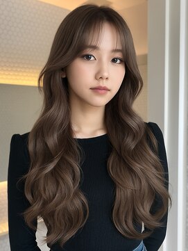 ロティー(loty) ロング レイヤーカット ブラウンベージュ 韓国ヘア 透明感カラー