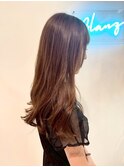透け感ブラウン×ゆるふわロング