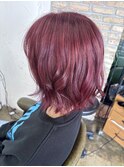 ブリーチなしダブルカラーワインレッド