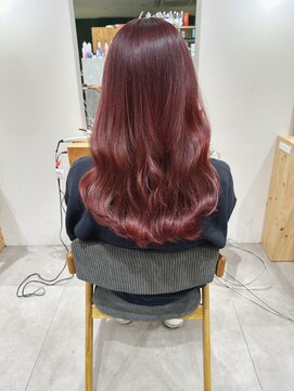 チェレ ブラン 堺東店(Chere brun) ブリーチなしダブルカラー・チェリーレッド・ワインレッド