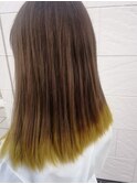ワンレンカット/毛先イエローカラー☆