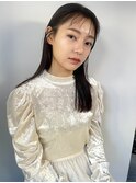 【松本咲花】韓国風シースルーバングぱっつん透明感暗髪カラー