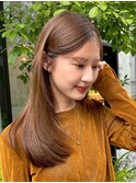 切りっぱなしボブエアリーロング美髪ピンクブラウン