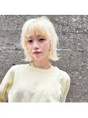 20代30代大人かわいい斜めバングデザインカラーシルキーベージュ