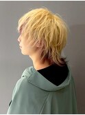スペインカールスパイキーショートブルーブラックフェザーパーマ