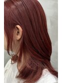 チェリーレッド・ハイトーンカラー・艶ヘア・レイヤーカット
