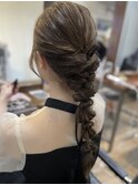 編みおろしセット ヘアセット ヘアアレンジ 結婚式 およばれ