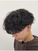 大きめカールのくるくるしない無造作シャドウパーマ