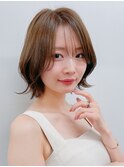 顔周りレイヤーカット/小顔ショートボブ/韓国ヘア/透明感カラー