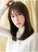 モカブラウン/レイヤーカット/ダークブラウン/ストレート/艶髪e