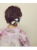 浴衣編み込みヘア