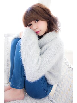 アンジュ ヘアー(Ange hair) アンジュヘアー　流し前髪の波ウェーブふわミディ