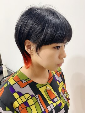 アスター(astar) 【astar】マッシュウルフショート インナーカラー オレンジ