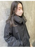 インナーカラー、イヤリングカラー、セミロング