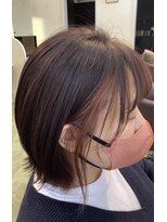 ミューコロル(mieux color)&nbsp;オレンジピンク　インナーカラー　ボブ　可愛い