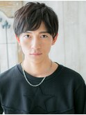 七三分け斜めバングスマート黒髪マッシュパーマV北浦和
