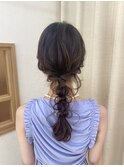 編み下ろし　ゆるふわアレンジ　玉ねぎヘア　参列ヘア