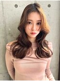 ANGELICA  韓国風レイヤーカット ニュアンスベージュピンク