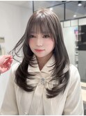 ワンホンヘア レイヤーカット ワンカール オリーブグレージュ