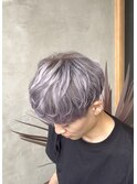 大分メンズホワイトハイトーンブリーチカラーマッシュショート