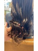 秋っぽマロンベージュとコテ巻き風パーマ
