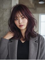 ノラ シブヤ(NORA)&nbsp;s6ハッシュカットミディアムレイヤーワインレッドボルドーカラー