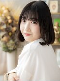 ★シースルーバング黒髪内巻きワンカール小顔ボブ30代40代★2