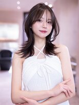 ハバナ 新宿(HAVANA)&nbsp;ミディアムレイヤーカット×ダークアッシュ/顔周り/髪質改善