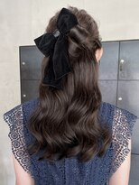 ヘアー アイス ルーチェ(HAIR ICI LUCE) ブリーチなしグレージュ韓国スタイルお呼ばれハーフアップ/今枝