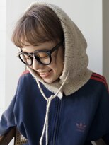 ディッセンバー 神宮前(December) ラベンダーベージュワイドバングレイヤーカット切りっぱなしボブ