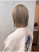 【切りっぱなしボブ】ホワイトベージュ