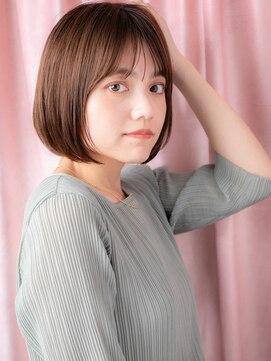 カバーヘア ブリス 北浦和(COVER HAIR bliss) シルキーベージュ前下がり切りっぱなしボブY北浦和20代30代40代