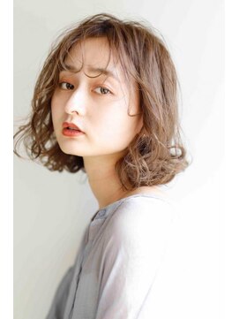 ムウ 難波(MOU) ナチュラルボブくびれヘアアプリコットオレンジ20代30代40代50代