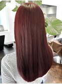 【白石】ブリーチなし赤髪ワインレッド暖色艶カラー原宿
