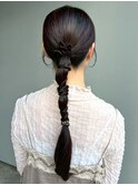 ヘアセット ローポニー 結婚式アレンジ ロングヘア 20代