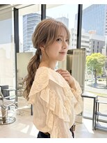 ハーツオオサカ(HE:ARTS OSAKA) シースルーバングがかわいい大人ハイトーンケアカラー