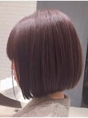 マチルダボブ前髪ピンクベージュ
