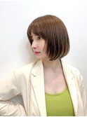 大人ショートボブ前髪あり丸みひし形丸顔面長絶壁エラ張りK0922