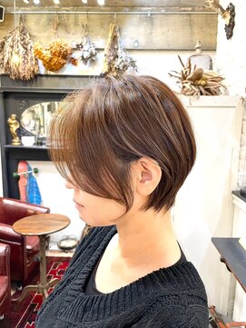 ボタニカル(BOTANICAL) 大人ボブ斜めバングココアブラウンカラーひし形ショート