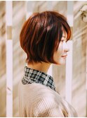 夏ウエットヘアオリーブベージュデザインカラーレイヤーカット