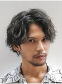 センターパートアップバング波巻きスパイラルパーマツイスパ★