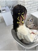 編み込みリボンヘア