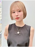 ブロンドベージュ フェイスレイヤーボブ似合わせ小顔t721